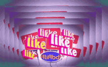 a purple background with the words like like like