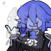 a drawing of a person with blue hair and a tiktok logo in the corner