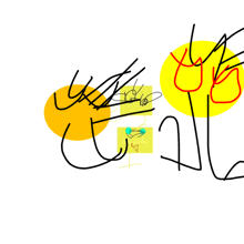 a drawing of a person with a yellow circle in the middle