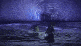 a computer generated image of a person riding a surfboard