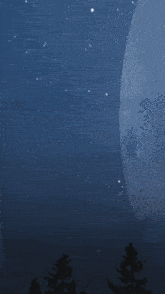 a full moon in a starry night sky
