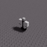 a white lego figure is walking on a gray tile floor