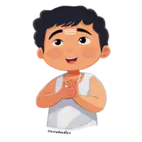 a cartoon of a boy with three lines on his forehead and the name miradoodles below him