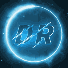 the letter r is glowing in a circle