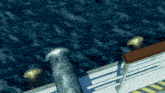 a computer generated image of a dock with a few pipes