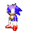 sonic the hedgehog is a pixel art character from the video game sonic the hedgehog standing on a white background .