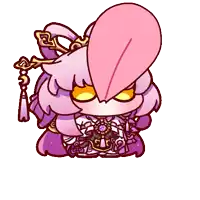 a cartoon drawing of a pink and purple bird with a heart shaped beak