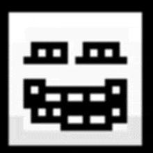 a black and white icon of a building with squares on a white background .