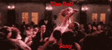 a poster for the movie the ball shows a woman being lifted in the air by a man