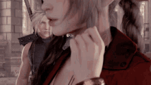 a man and a woman standing next to each other in a video game