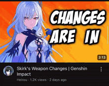 a video titled changes are in shows a girl