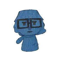 a drawing of a person wearing glasses with the letter t on it