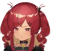 a girl with red hair is wearing a choker with the letter t on it