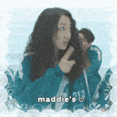 a picture of a woman with the name maddie 's on the bottom