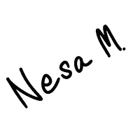a handwritten signature of nesam m. on a white background