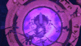 a purple circle with a purple light coming out of it