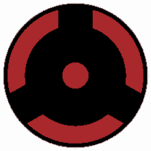 a red and black circle with a white center