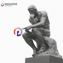 a statue of a man with a paraverse technology logo