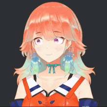 a close up of a girl 's face with a choker and earrings