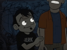 a cartoon of a boy wearing a shirt that says ed