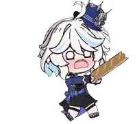 a cartoon character is holding a piece of bread