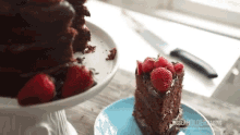 slice of cake bigger bolder baking chocolate cake dessert strawberry