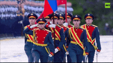 a group of soldiers marching in a line with rt written on the bottom of the screen