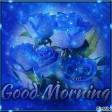 good morning rose flower blue sparkle