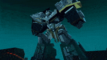 a robot is being attacked by missiles and smoke coming out of it