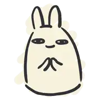 a drawing of a rabbit with a face and ears on a white background
