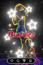 a neon drawing of a woman with the word buddies written on it