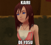 a cartoon character with kairi de yosu written on it