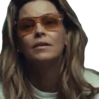 a close up of a woman wearing sunglasses and earrings