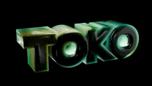 the word toko is written in green and black