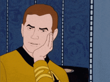 a cartoon of a man wearing a yellow shirt with a star on it