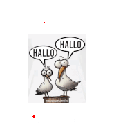 a cartoon of two birds saying hallo