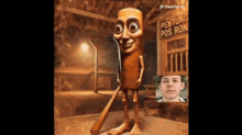 a cartoon character is standing in front of a sign that says " pentong pos ron "