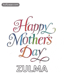 a happy mother 's day card with hearts and the name zulma on it