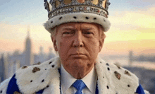 donald trump is wearing a crown and a king 's robe