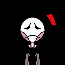 a pixel art of a sad face with a red arrow pointing to the left