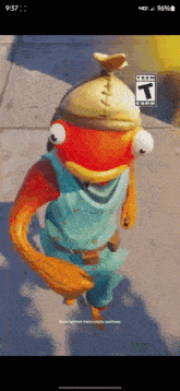 a screenshot of a video game called fortnite with a teen rating