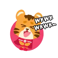 a cartoon of a tiger with the words wkwk wkwk written on it