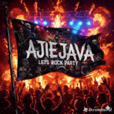 a poster for ajie java lets rock party shows a crowd of people