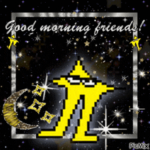 a good morning friends greeting card with a yellow star