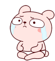 a cartoon bear is crying with tears coming out of his eyes
