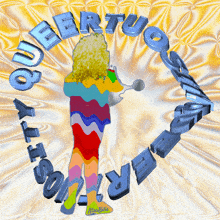 a colorful drawing of a person with the words " queertus " around them