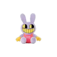 a stuffed bunny with overalls and yellow gloves