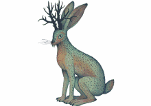 jackalope watercolor illustration antlers horns