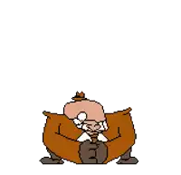 a pixel art cartoon of a man holding a key