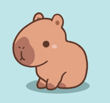 a cartoon illustration of a capybara sitting on the ground .